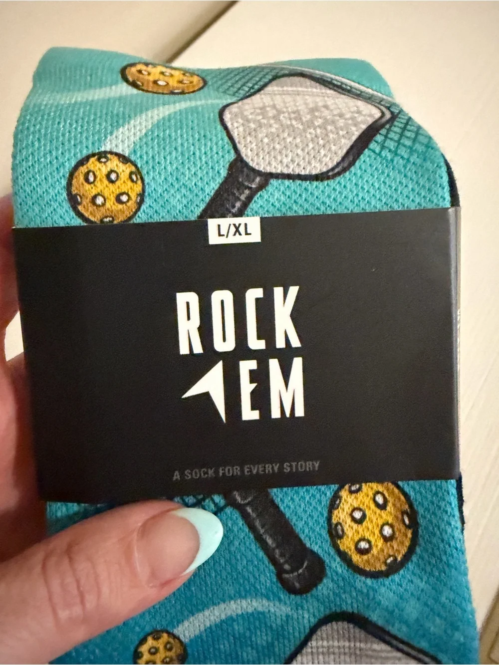 🎾🏓Unisex Viral Blue & Teal Pickleball Socks - L/XL 🏓🎾